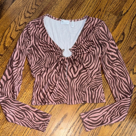 ASOS Zebra Print V-Neck open front Blouse size 4 - Picture 1 of 8